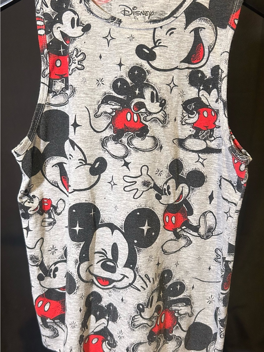Disney Mickey Mouse All Over Print AOP Gray Tank Top Medium